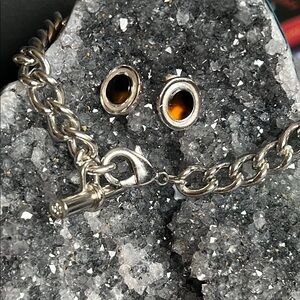 Ralph Lauren heavy chain toggle bracelet & earrings